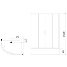 Душевая кабина 120х80х220 см Black & White Galaxy 550712R прозрачное