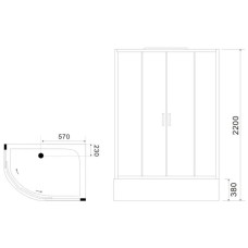 Душевая кабина 120х80х220 см Black & White Galaxy 550712R прозрачное