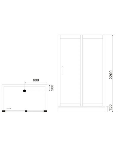 Душевая кабина 120х90х220 см Black & White Galaxy 5509120 прозрачное
