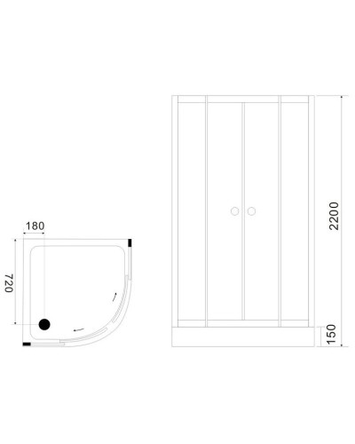 Душевая кабина 90х90х215 см Black & White Galaxy 5701900 прозрачное