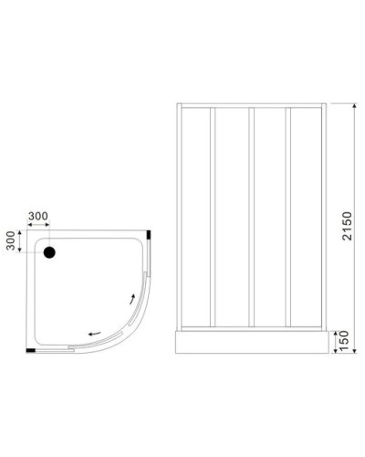 Душевая кабина 80х80х215 см Black & White Galaxy 8501800 прозрачное