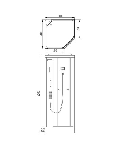 Душевая кабина 90х90х220 см Orans 1110000 прозрачное
