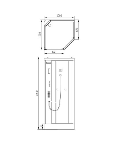 Душевая кабина 100х100х220 см Orans 1120000 прозрачное