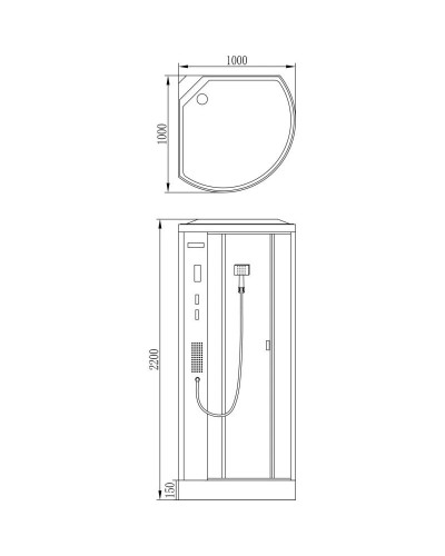Душевая кабина 100х100х220 см Orans 1130000 прозрачное