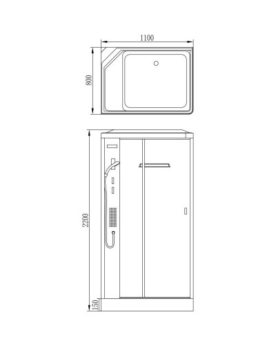 Душевая кабина 110х80х220 см Orans 115L000 прозрачное