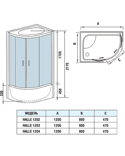 Душевая кабина WeltWasser WW500 Halle 1202 120x90 R 10000003313 без гидромассажа