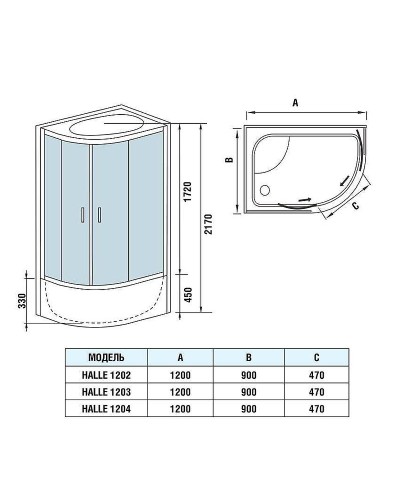 Душевая кабина WeltWasser WW500 Halle 1204 120x90 R 10000003315 с гидромассажем