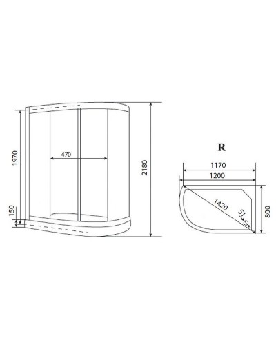 Душевая кабина Timo Eco 120х80 TE-0702 R с гидромассажем