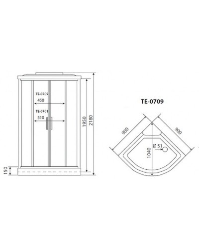 Душевая кабина Timo Eco 90x90 TE-0709 с гидромассажем