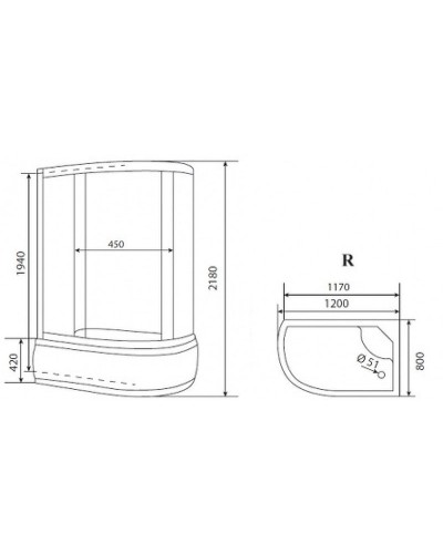 Душевая кабина Timo Eco 120х80 TE-0720 R с гидромассажем