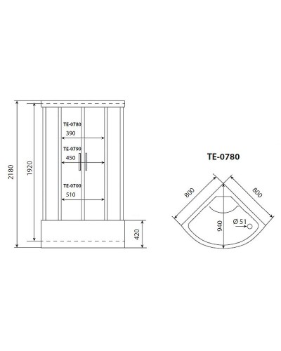 Душевая кабина Timo Eco 80x80 TE-0780 с гидромассажем