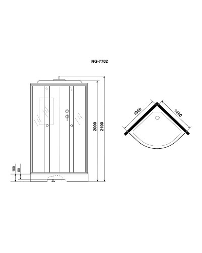 Душевая кабина Niagara Lux 100x100 NG-7702M без гидромассажа