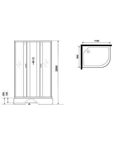Душевая кабина Niagara Classic 110х90 L NG-33194-14LBK без гидромассажа