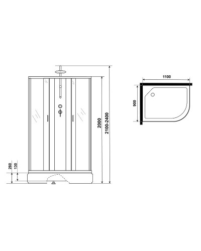 Душевая кабина Niagara Classic 110х90 L NG-33194-14LBKTG с гидромассажем