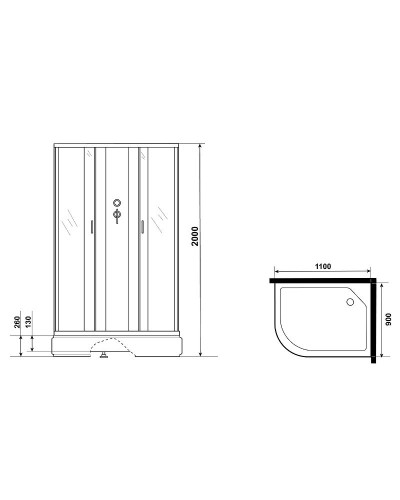 Душевая кабина Niagara Classic 110х90 R NG-33194-14RBK без гидромассажа