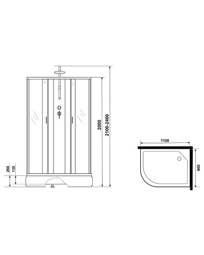 Душевая кабина Niagara Classic 110х90 R NG-33194-14RBKT без гидромассажа