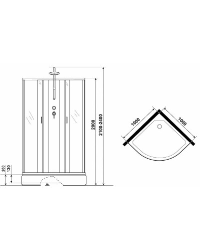 Душевая кабина Niagara Classic 100х100 NG-6702-14BKTG с гидромассажем