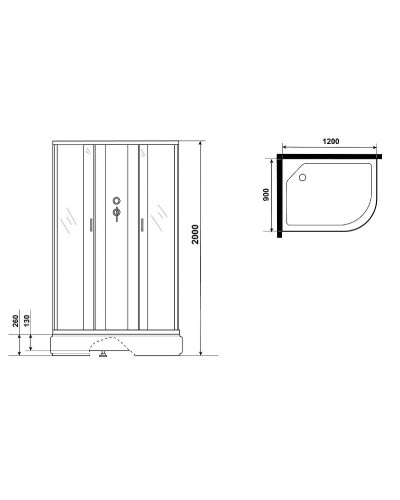 Душевая кабина Niagara Classic 120х90 L NG-33294-14LBK без гидромассажа