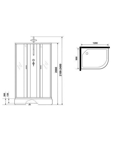 Душевая кабина Niagara Classic 120х90 L NG-33294-14LBKTG с гидромассажем