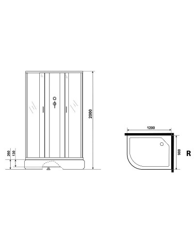 Душевая кабина Niagara Classic 120х90 R NG-33294-14RBK без гидромассажа