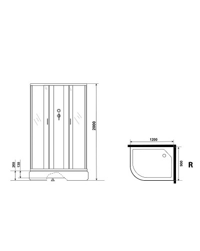 Душевая кабина Niagara Classic 120х90 R NG-33294-14RBKG с гидромассажем