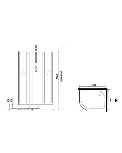 Душевая кабина Niagara Classic 120х90 R NG-33294-14RBKTG с гидромассажем