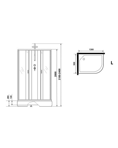 Душевая кабина Niagara Classic 130х90 L NG-33394-14LBKTG с гидромассажем