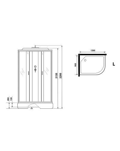 Душевая кабина Niagara Classic 130х90 L NG-33394-14LG с гидромассажем