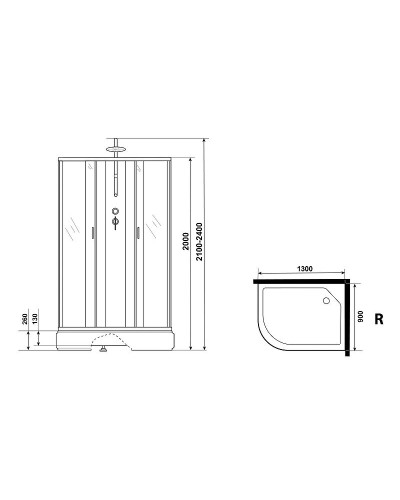 Душевая кабина Niagara Classic 130х90 R NG-33394-14RBKT без гидромассажа