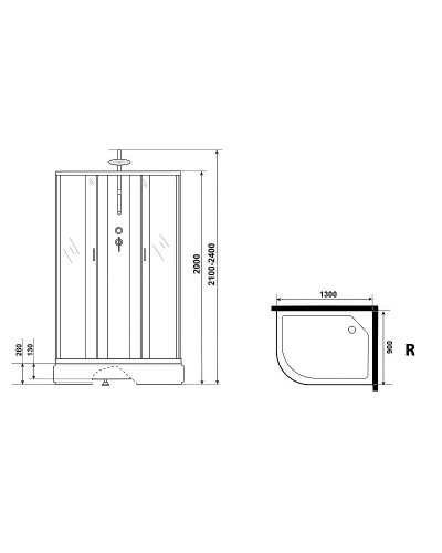 Душевая кабина Niagara Classic 130х90 R NG-33394-14RBKTG с гидромассажем