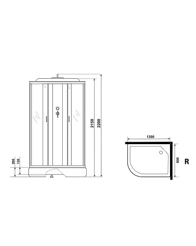 Душевая кабина Niagara Classic 130х90 R NG-33394-14RF с гидромассажем