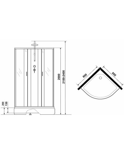 Душевая кабина Niagara Classic 80х80 NG-6703-14BKTG с гидромассажем