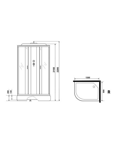 Душевая кабина Niagara Classic 130х90 R NG-33394-14RG с гидромассажем