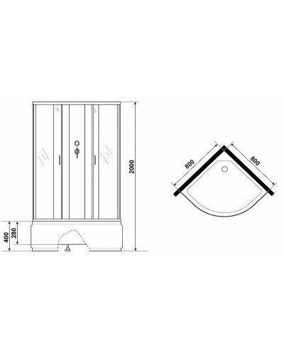 Душевая кабина Niagara Classic 80х80 NG-6707-14BKG с гидромассажем