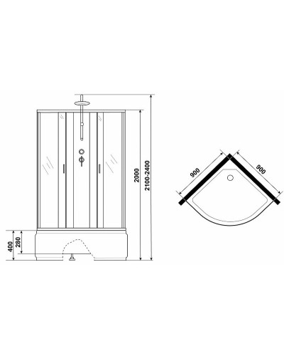 Душевая кабина Niagara Classic 90х90 NG-6708-14BKTG с гидромассажем