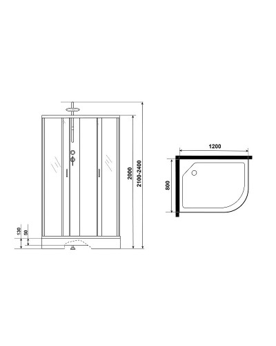 Душевая кабина Niagara Classic 120х80 L NG-3512-14LBKT без гидромассажа