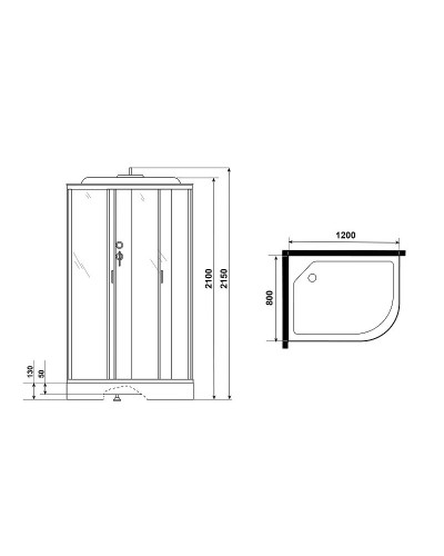 Душевая кабина Niagara Classic 120х80 L NG-3512-14LP без гидромассажа