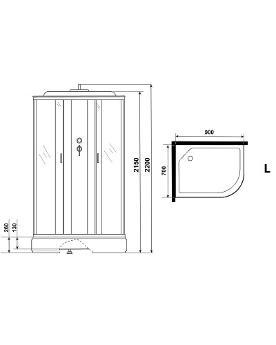 Душевая кабина Niagara Classic 90х70 L NG-33974-14L без гидромассажа