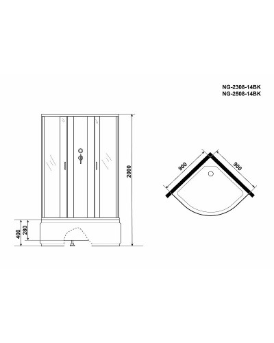 Душевая кабина Niagara Classic 90x90 NG-2308-14BK без гидромассажа