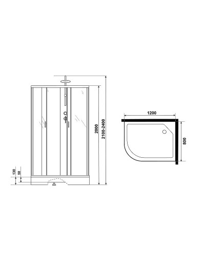 Душевая кабина Niagara Classic 120х80 R NG-3512-14RBKTG с гидромассажем