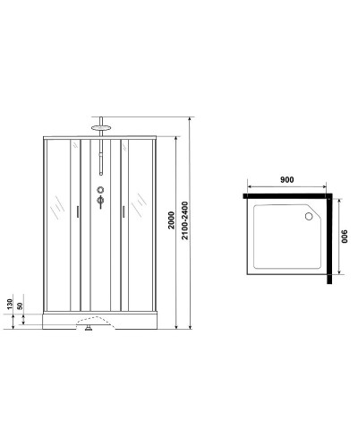 Душевая кабина Niagara Classic 90х90 NG-1101-14BKT без гидромассажа