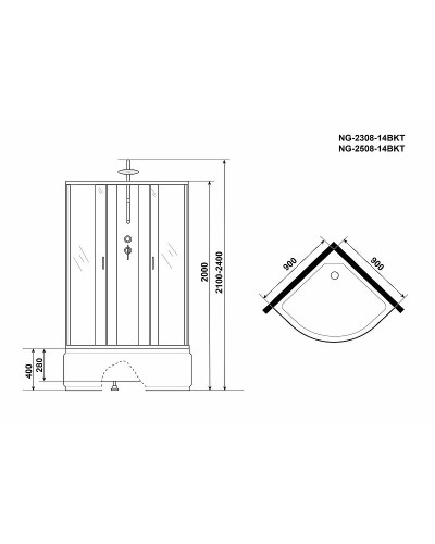 Душевая кабина Niagara Classic 90x90 NG-2508-14BKT без гидромассажа