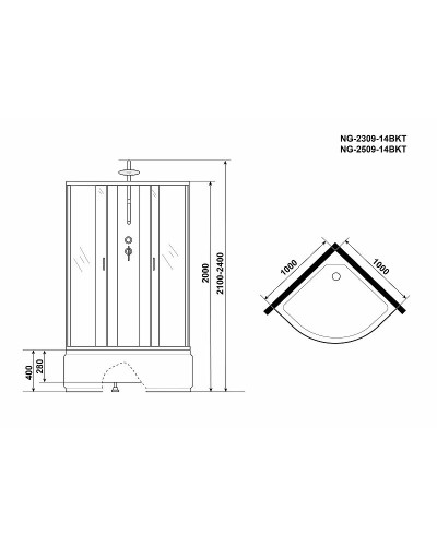 Душевая кабина Niagara Classic 100x100 NG-2509-14BKT без гидромассажа