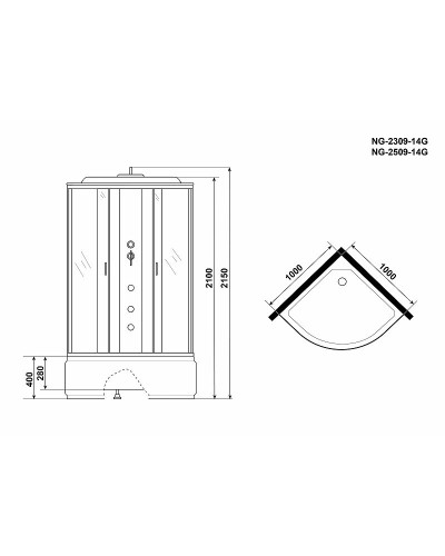 Душевая кабина Niagara Classic 100x100 NG-2509-14G с гидромассажем