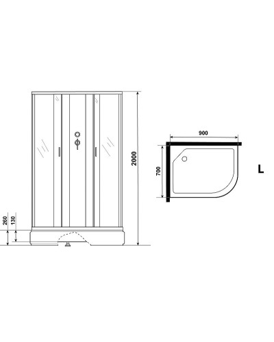 Душевая кабина Niagara Classic 90х70 L NG-33974-14LBKG с гидромассажем