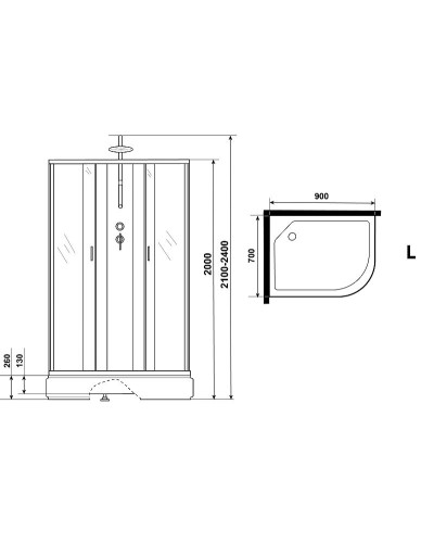 Душевая кабина Niagara Classic 90х70 L NG-33974-14LBKTG с гидромассажем