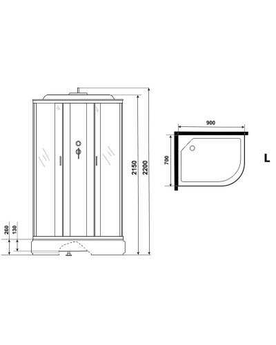 Душевая кабина Niagara Classic 90х70 L NG-33974-14LF с гидромассажем