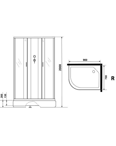 Душевая кабина Niagara Classic 90х70 R NG-33974-14RBK без гидромассажа