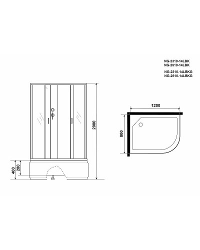 Душевая кабина Niagara Classic 120x80 L NG-2310-14LBKG с гидромассажем