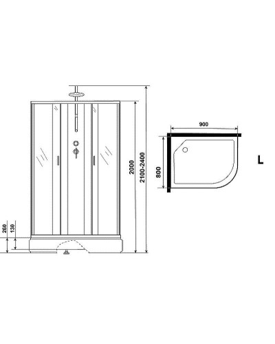 Душевая кабина Niagara Classic 90х80 L NG-33984-14LBKTG с гидромассажем